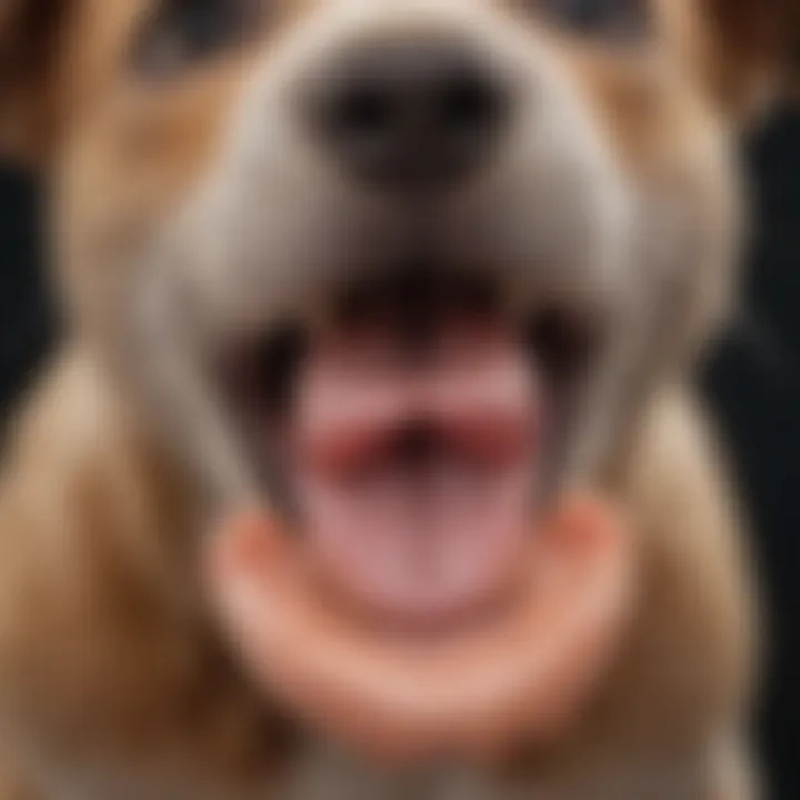 Close-up of a puppy's mouth during teething phase