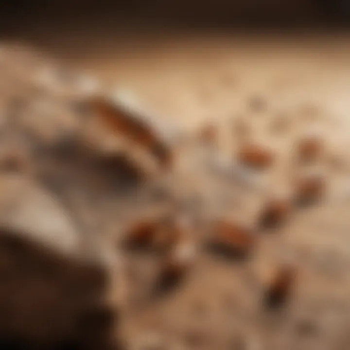 Close-up view of termite feeding on wood