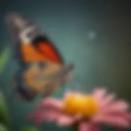 A close-up of a butterfly sipping sugar water from a vibrant flower.
