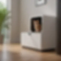 Elegant litter box with door, showcasing its sleek design
