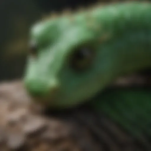 Close-up view of a green hornworm showcasing its distinctive features and coloration