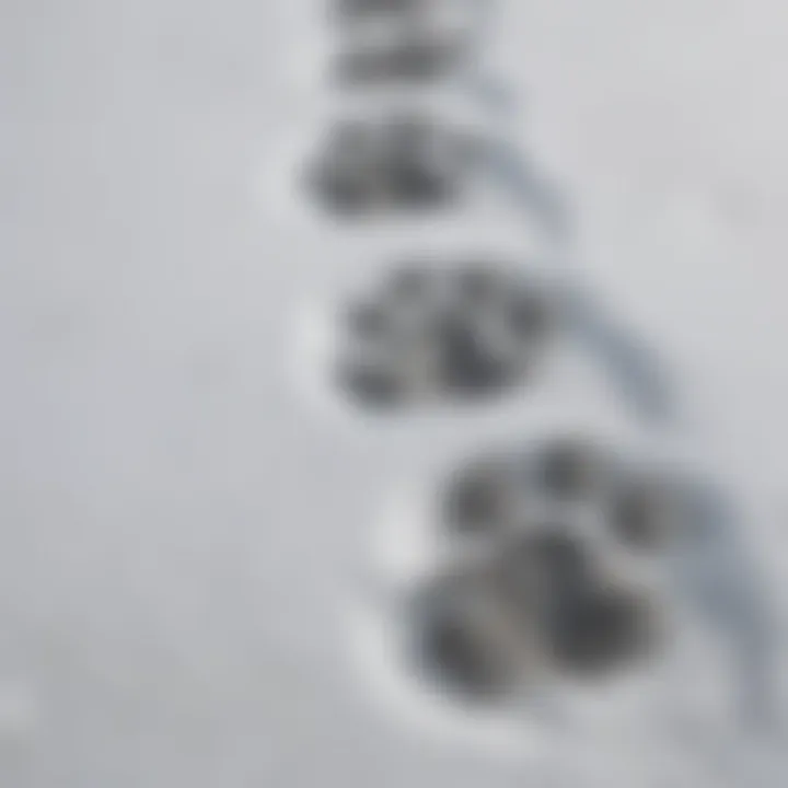 A close-up of a wolf's paw prints in the snow, illustrating its adaptation to cold climates.