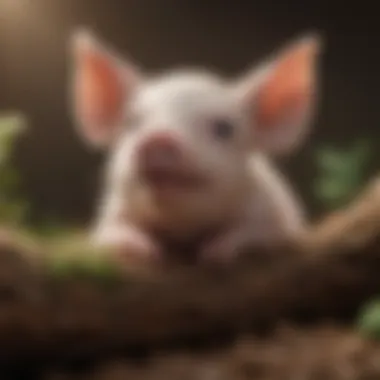 Serene Resting Moment of a Mini Piglet A serene mini piglet resting comfortably in a cozy environment