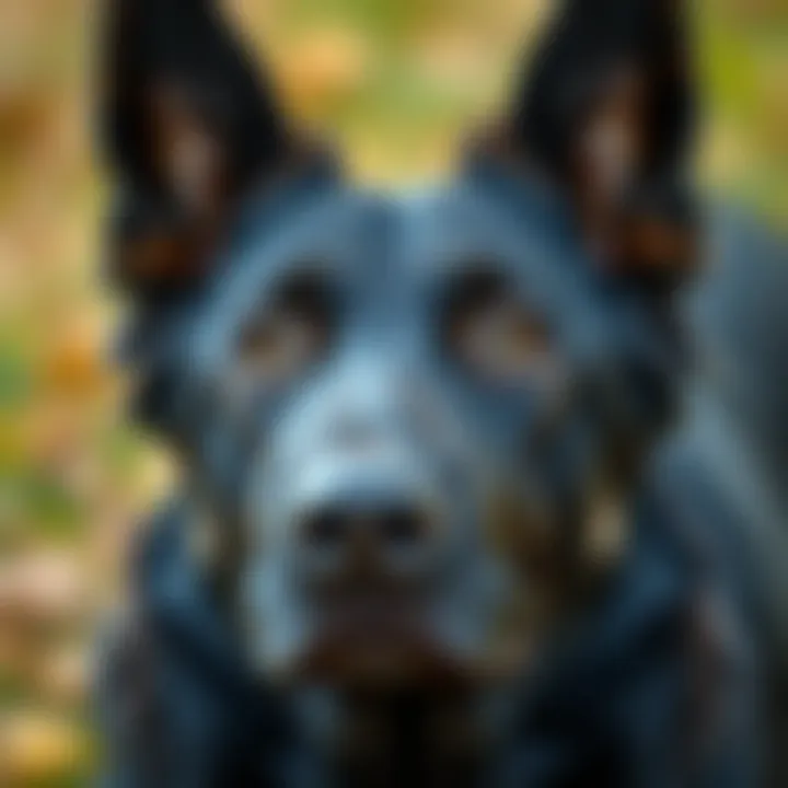 Close-up of a Black German Shepherd's expressive eyes showcasing intelligence