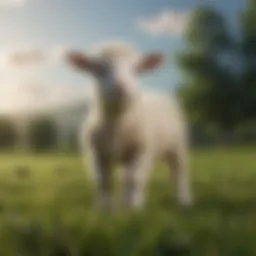 A playful sheep puppy frolicking in a green pasture