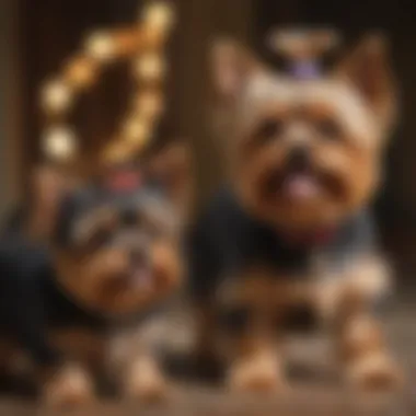 Happy Yorkie with Owner A happy little Yorkie dog enjoying time with its owner