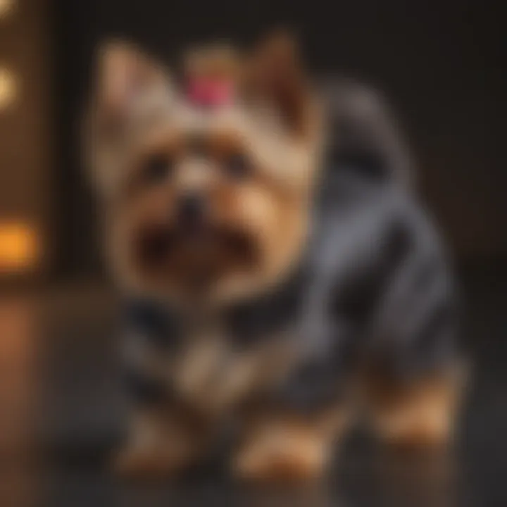 A well-groomed little Yorkie showcasing its beautiful coat
