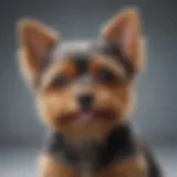 The charming little Yorkie dog in a playful pose