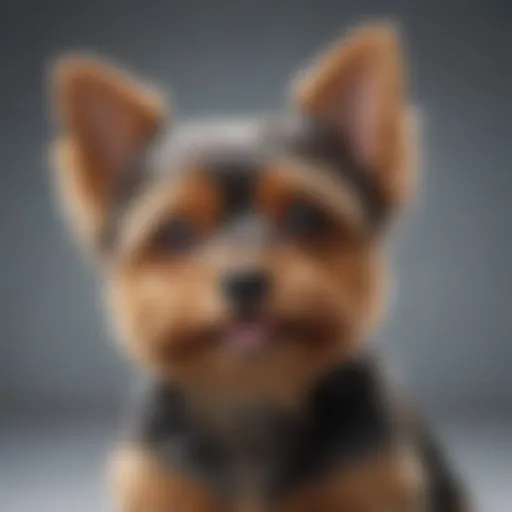 The charming little Yorkie dog in a playful pose
