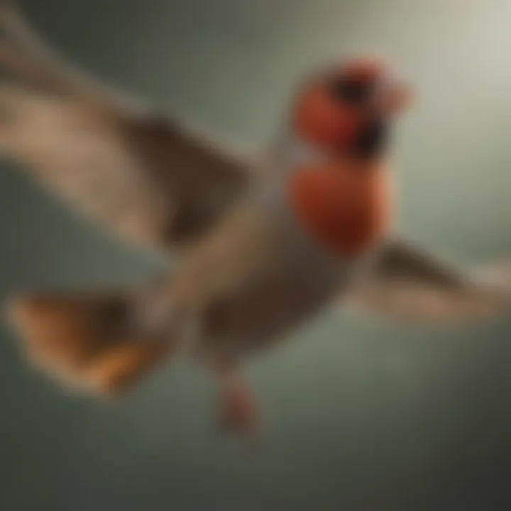 A close-up of a finch in flight, highlighting its adaptability and agility during migration.