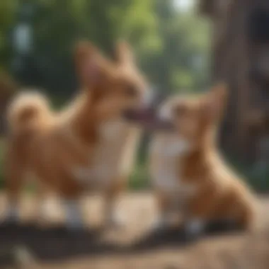 Mini Corgi interacting joyfully with a child