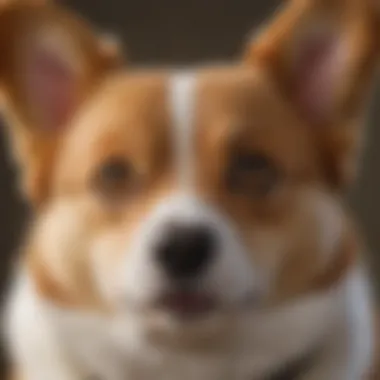 Close-up of Mini Corgi's Features Close-up of a Mini Corgi's face showcasing its expressive eyes