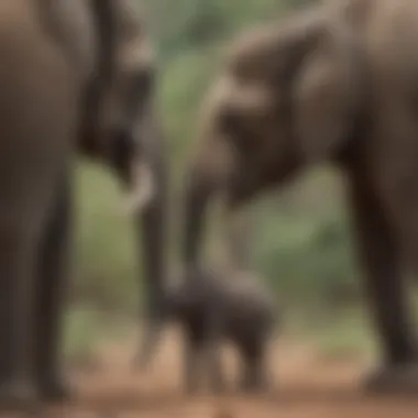 A mother elephant and her calf illustrating familial ties