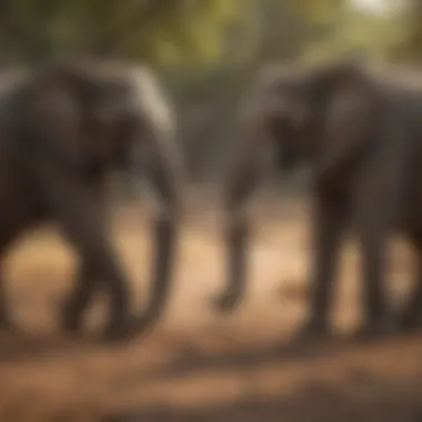 Social Interaction in Elephant Herds Elephants in their natural habitat demonstrating social interaction