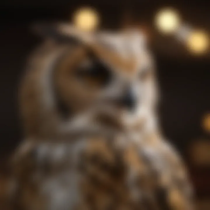 An artistic depiction of owls in various cultural representations and folklore