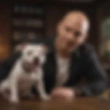 A satisfied owner interacting with their Pitbull and subscription box