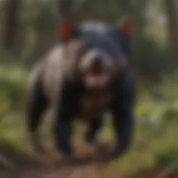 Tasmanian devil in its natural habitat, showcasing its unique features.