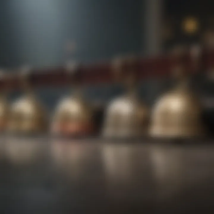 Different styles of dog collar bells displayed together