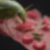 Close-up view of aphids on rose petals