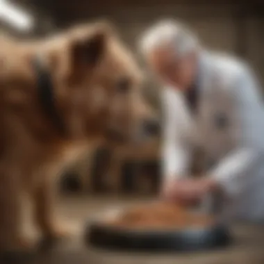 Veterinarian examining an older dog