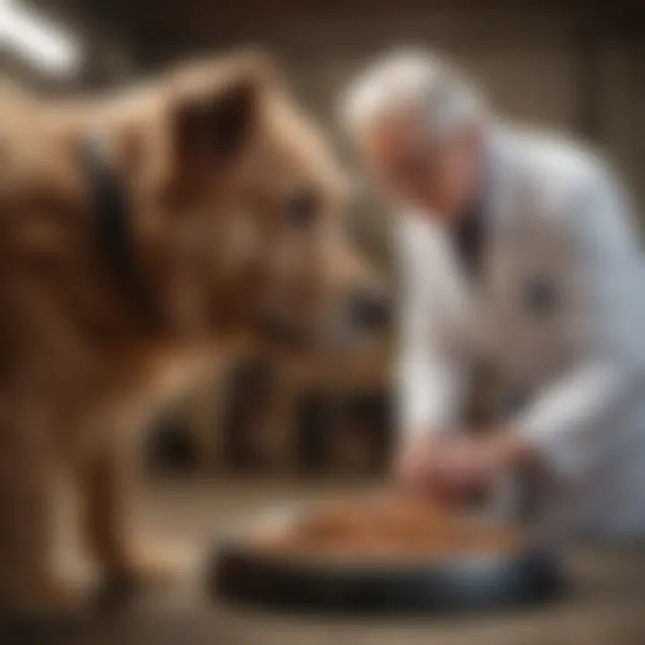 Veterinarian examining an older dog