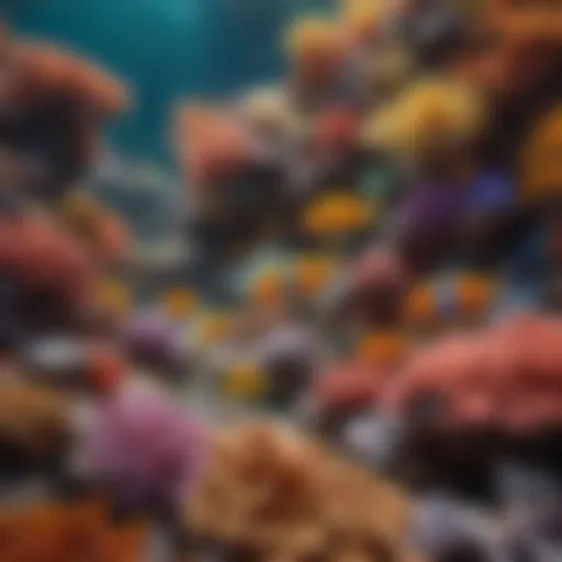 A vibrant coral reef teeming with colorful fish species.