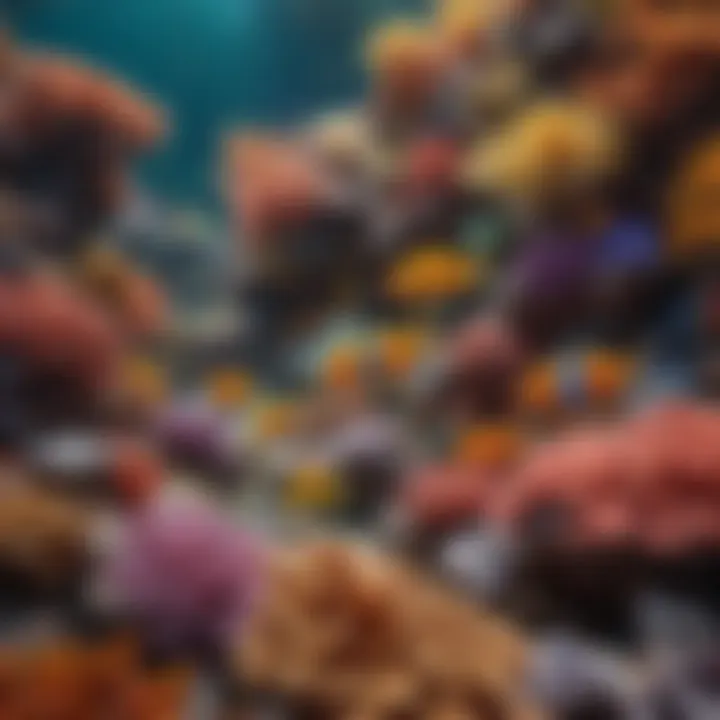 A vibrant coral reef teeming with colorful fish species.