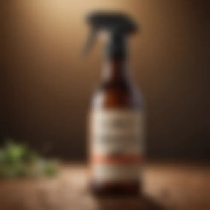 Close-up of a premium roach spray bottle with a sleek design