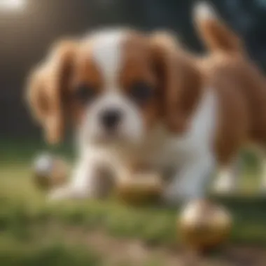 Cavalier King Charles Spaniel puppy playing with other dogs for socialization