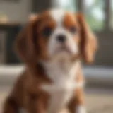 Cavalier King Charles Spaniel puppy sitting attentively during training