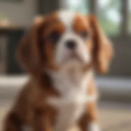 Cavalier King Charles Spaniel puppy sitting attentively during training