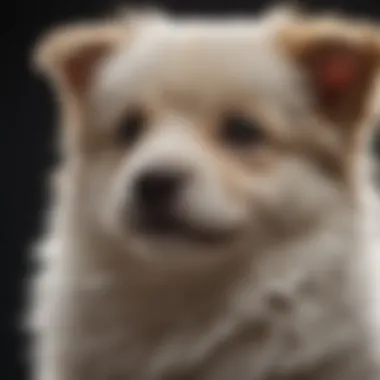 Close-up of a puppy with dandruff on its fur