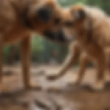 Dog owner cleaning their dog's paws after a walk