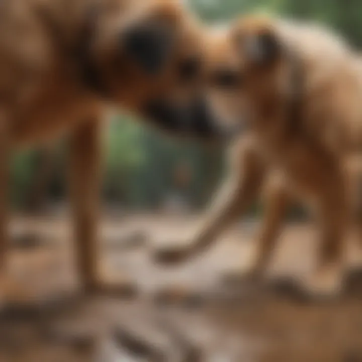 Dog owner cleaning their dog's paws after a walk