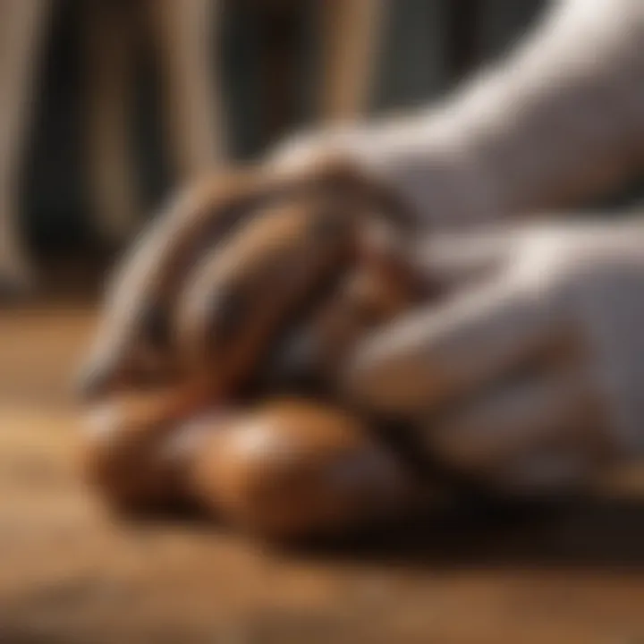 A veterinarian examining a dog's paw for health issues