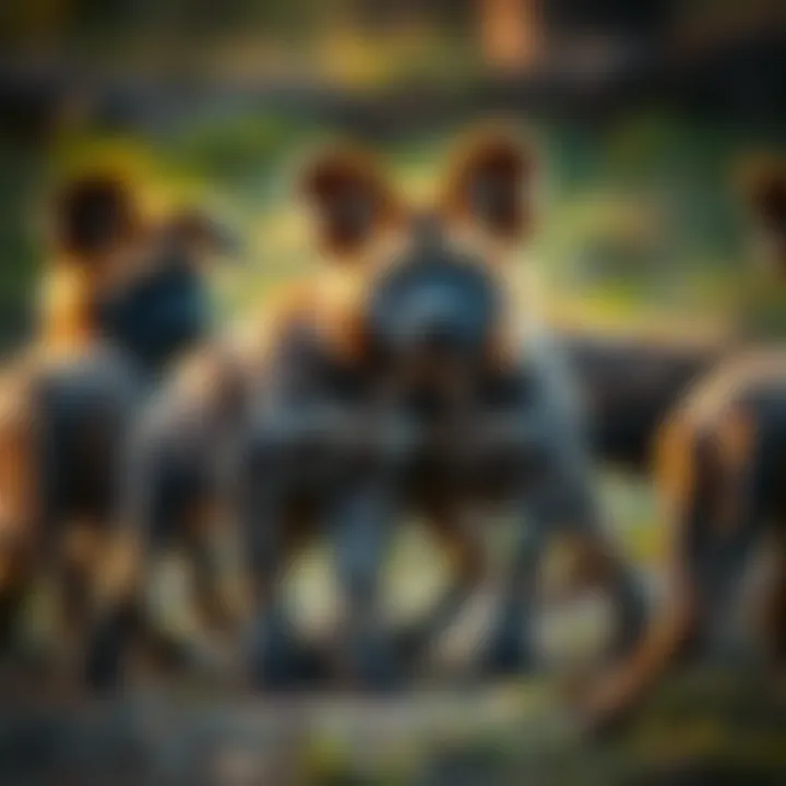 Puppy Interaction within the Pack African wild dog puppies interacting within their pack