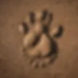 Detailed bobcat paw print in the dirt showcasing unique toe alignment