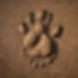 Detailed bobcat paw print in the dirt showcasing unique toe alignment