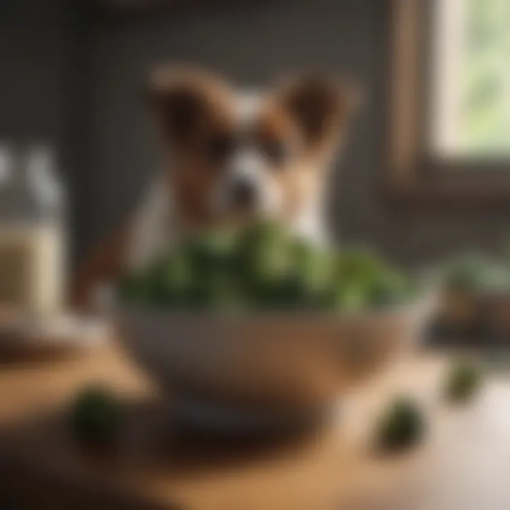Broccoli served in a bowl for dogs