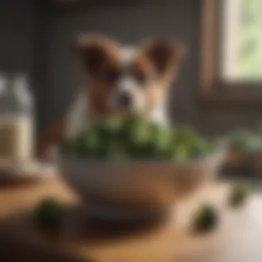 Bowl of Broccoli Ready for Dogs Broccoli served in a bowl for dogs