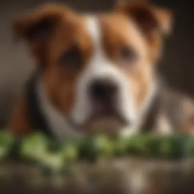 Fresh Broccoli Alongside Dog Treats Fresh broccoli with dog treats