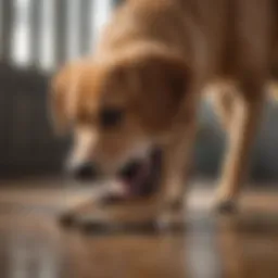 A dog scratching its paw, illustrating the behavior of foot biting