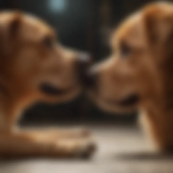 A dog owner observing their pet's paw licking behavior