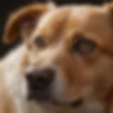 A close-up of a dog scratching its ear, indicating discomfort from fleas.