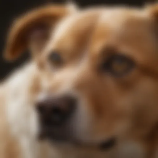 A close-up of a dog scratching its ear, indicating discomfort from fleas.