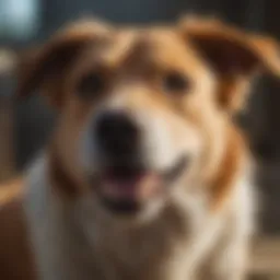 Dog experiencing joy while being petted