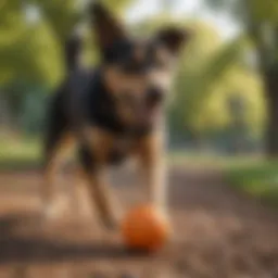 A dog playing energetically in a park
