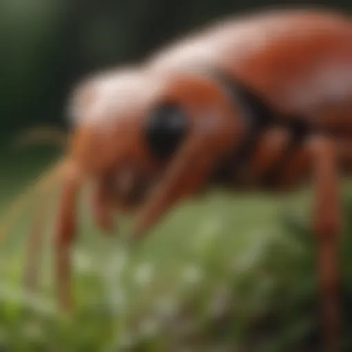 Close-up of a chigger on grass blade