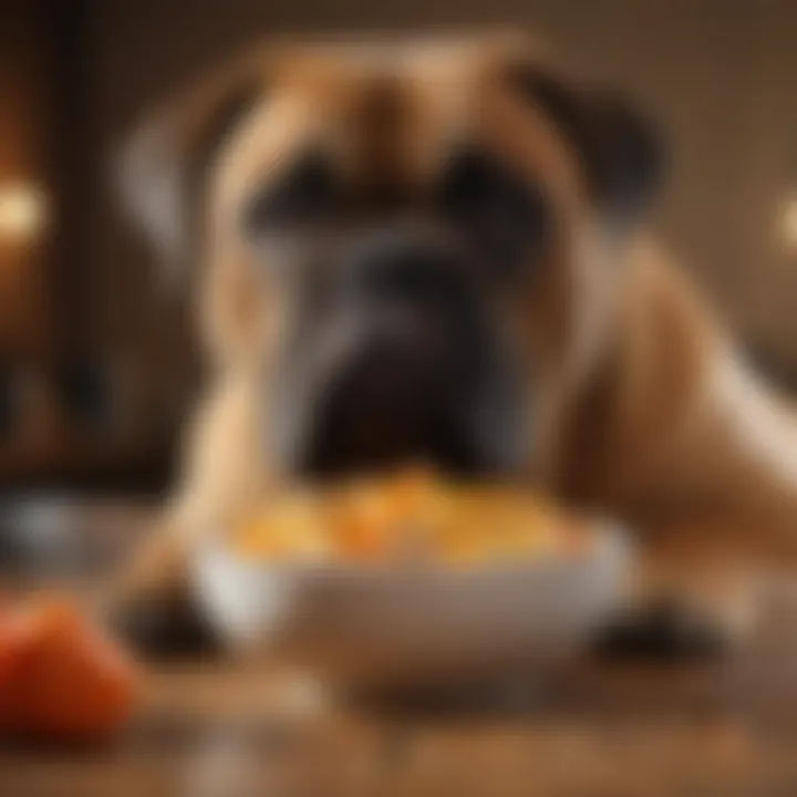A bowl of nutritious food for Bull Mastiff