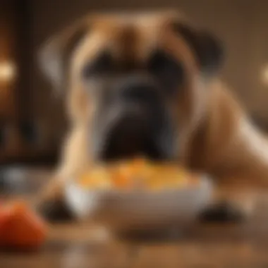 Nutritious Meal for Bull Mastiff A bowl of nutritious food for Bull Mastiff